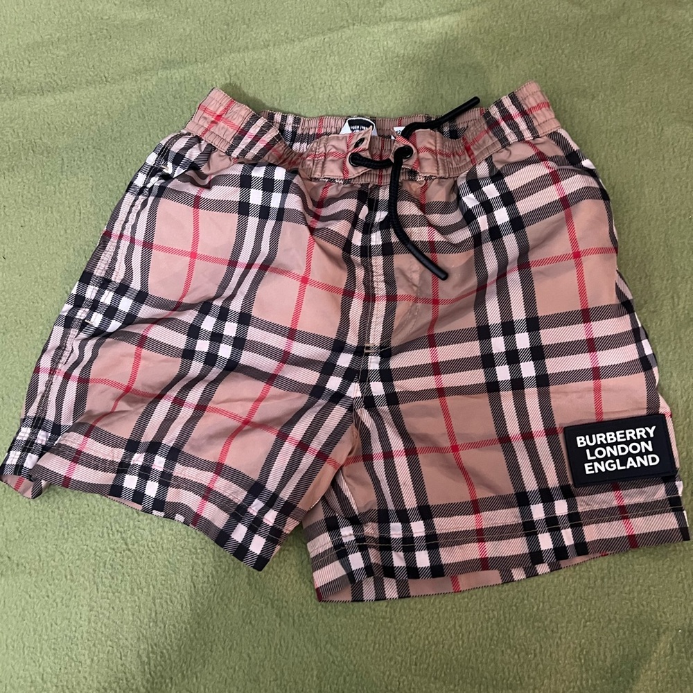 Burberry Kids Checkered Shorts in Beige and Black